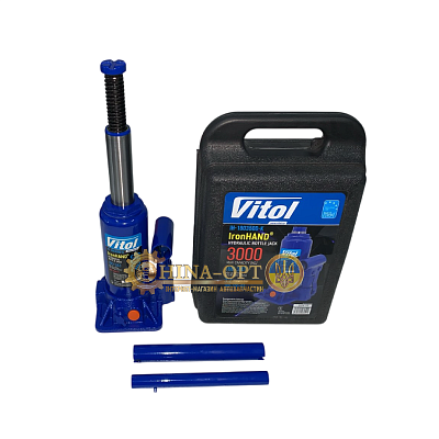 Домкрат гидравлический телескоп 3т высота подъема 343 мм IRON HAND VITOL IH-180350D-K